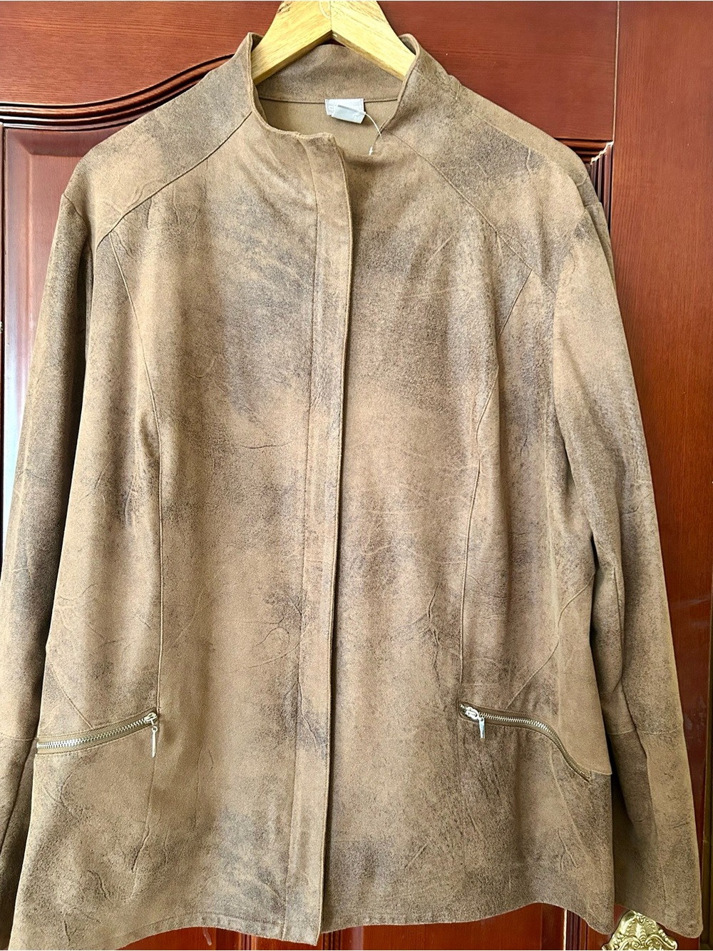 Chico brown, fake suede Moto jacket